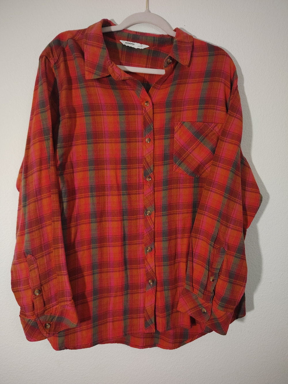 Sonoma Red Plaid Button-Down Shirt
